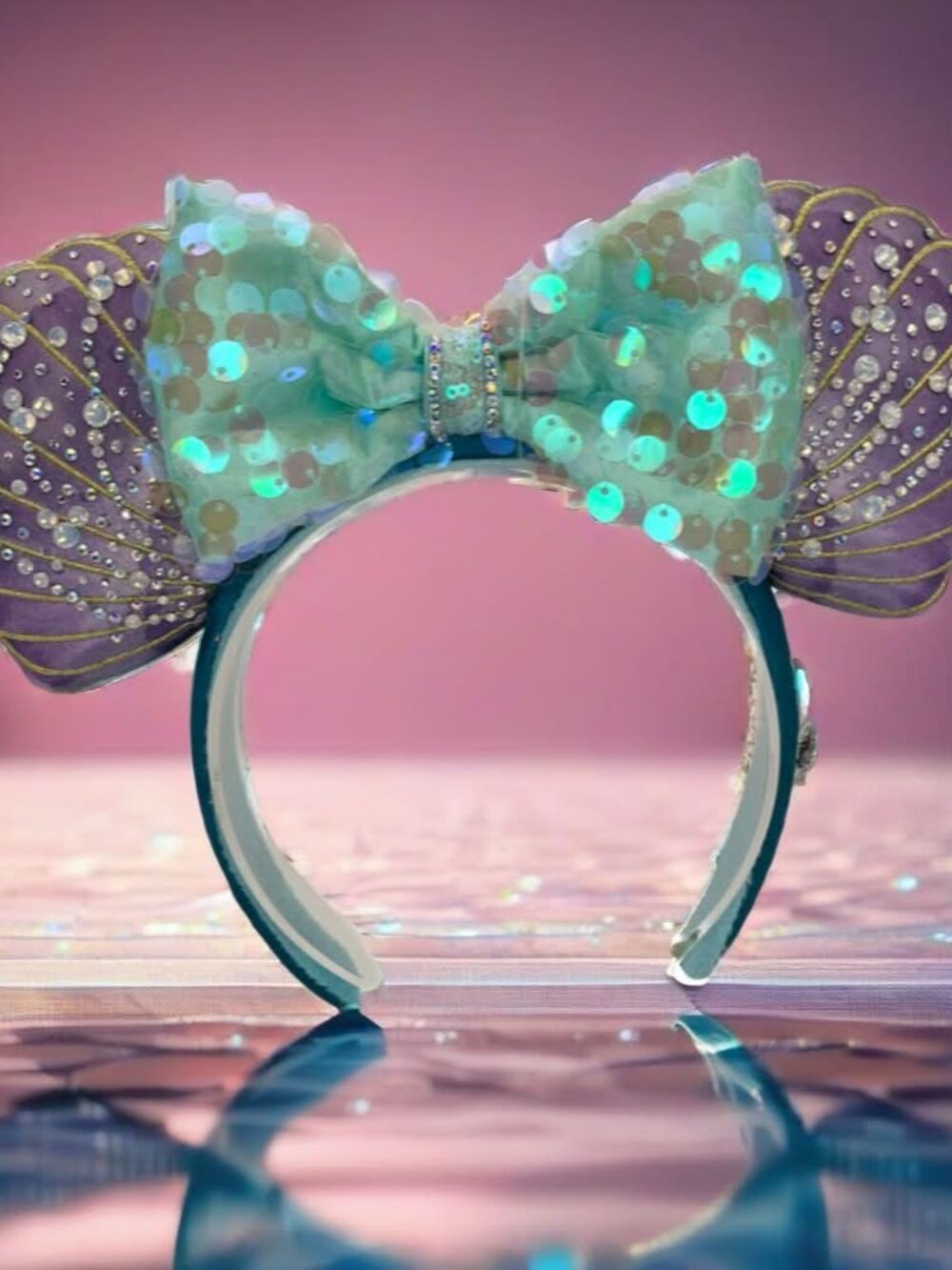 Custom Little Mermaid Inspired Rhinestone Mickey Ears | Couture Disney Ears OOAK